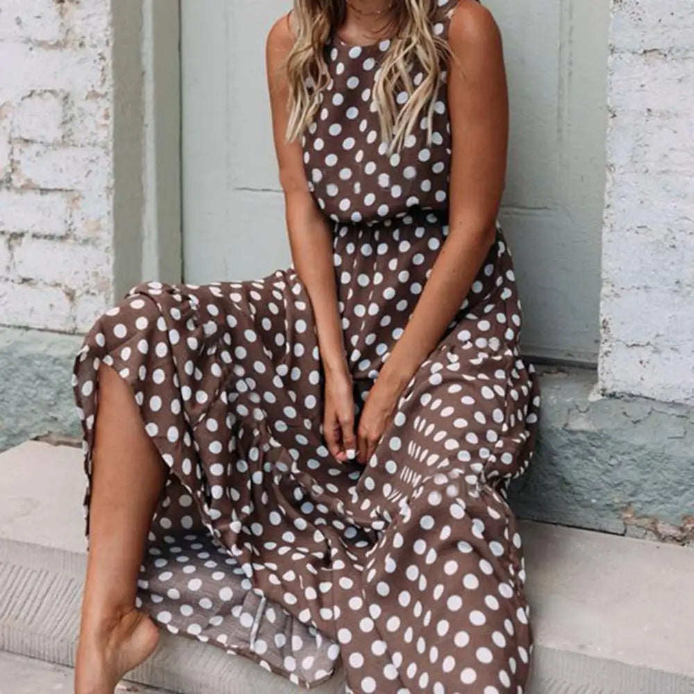 Capri | Gepunktetes Maxikleid
