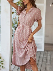 Dotarie™ Gepunktetes Midi-Hemdkleid