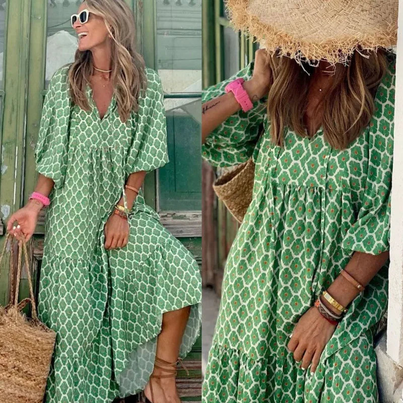 Elysia | Boho-Maxikleid mit Blumenmuster
