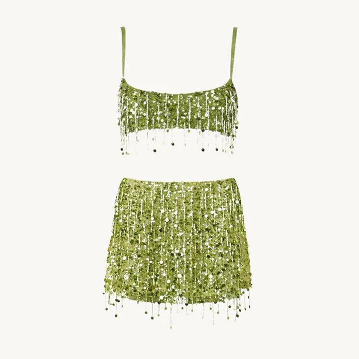 Leilani – Glamouröses 2-teiliges Set mit Perlenfransen