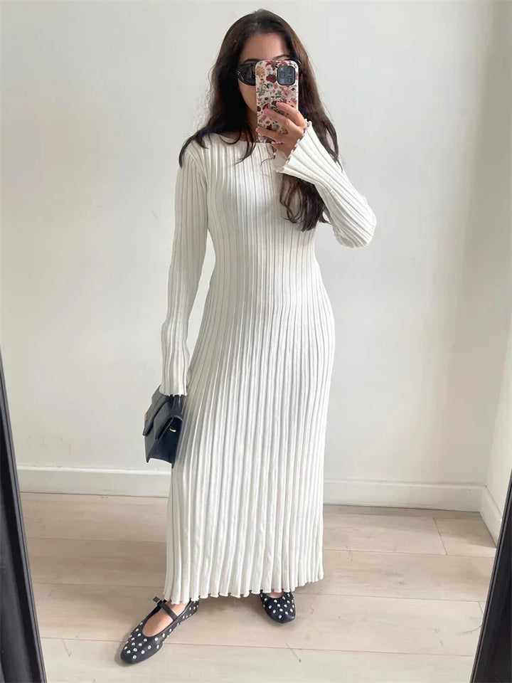 Luna | Strick Maxikleid mit Schnürung