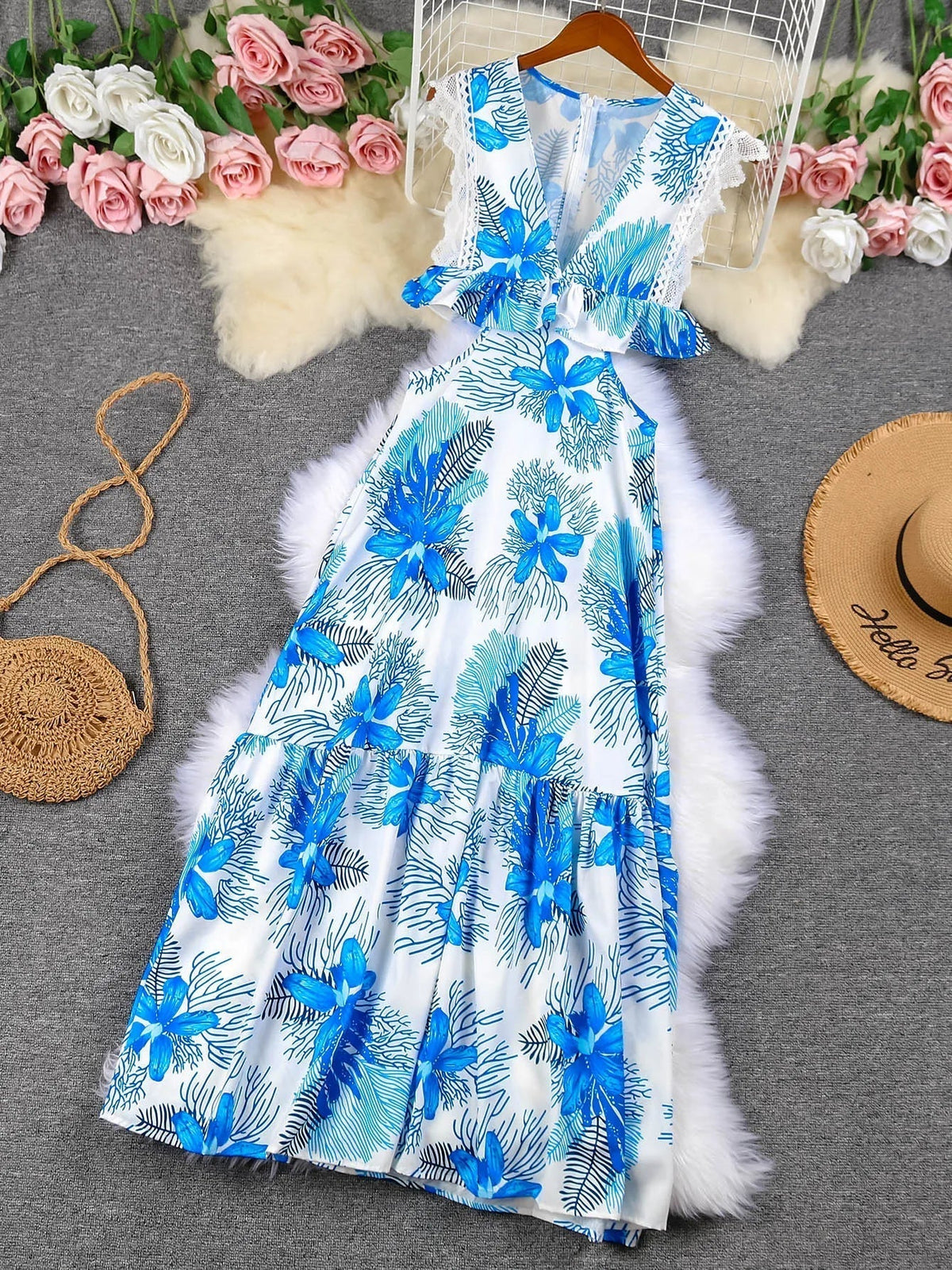 Margie – Trendiges ärmelloses Spitzen-Maxikleid