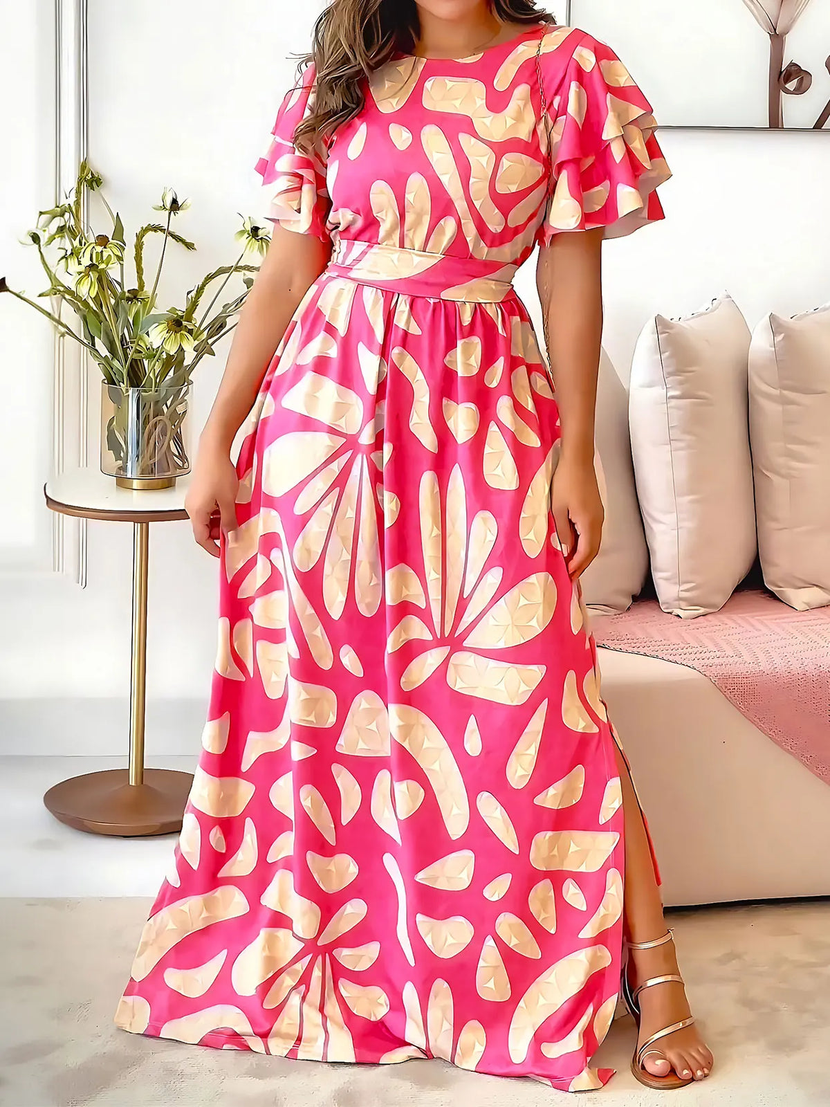 Celestia™ Vintage Rüschen Maxikleid