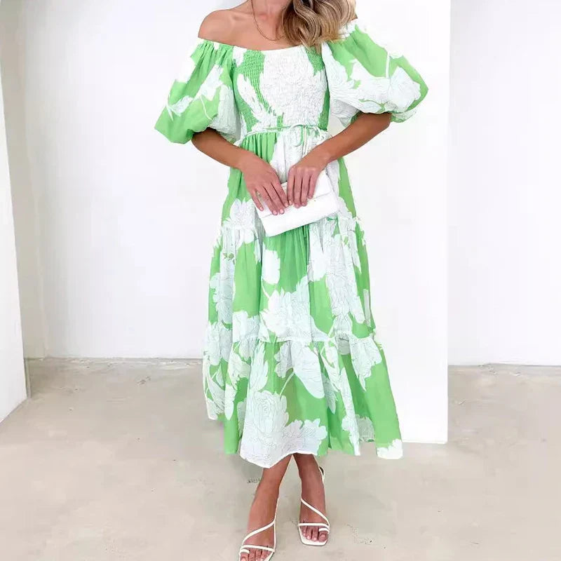 ValenciaOne | Gestuftes Maxikleid mit One-Shoulder-Design