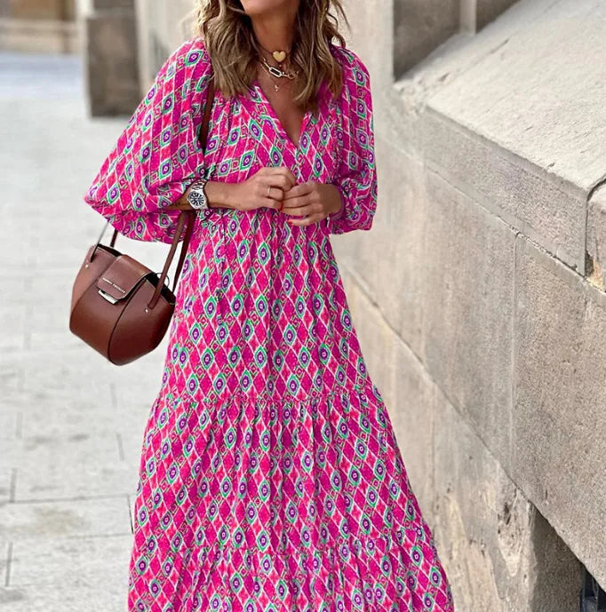 Elysia | Boho-Maxikleid mit Blumenmuster