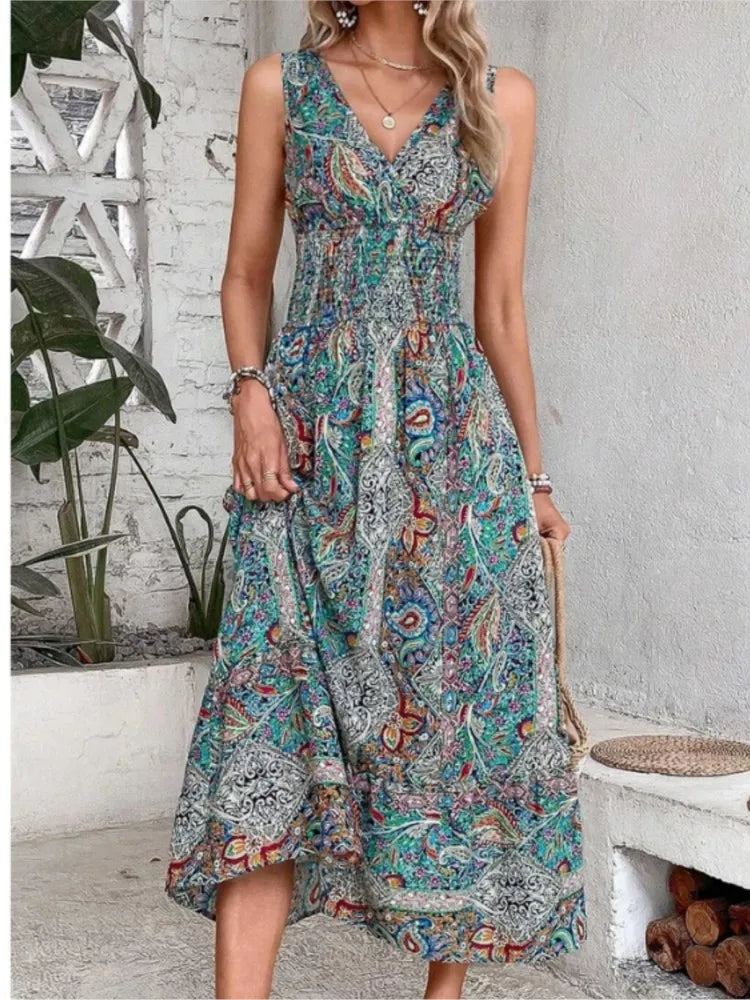 SolViva Boho Ärmelloses Ferienkleid