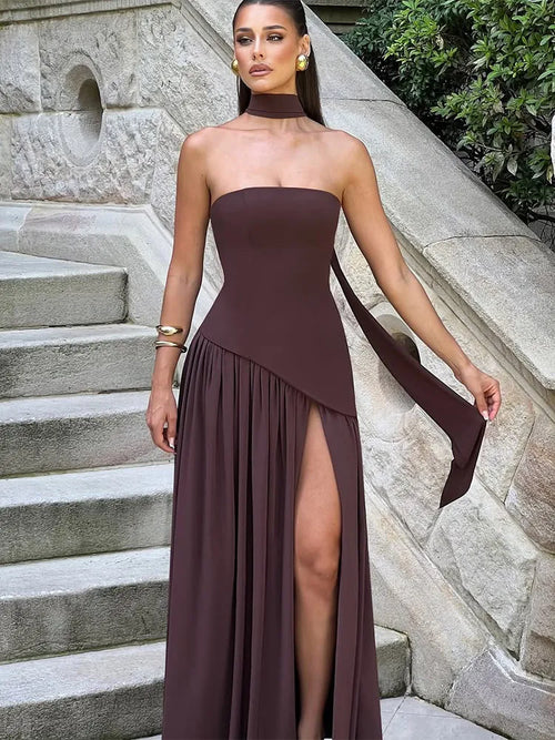 Valentina | Strapless Maxikleid für den Abend mit Schal