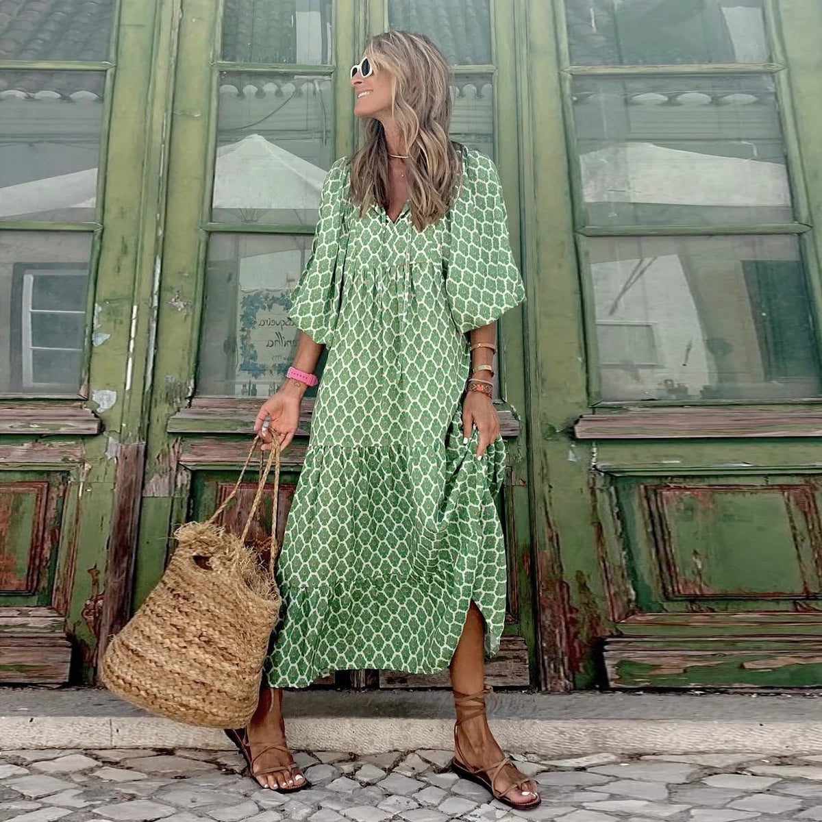 Elysia | Boho-Maxikleid mit Blumenmuster