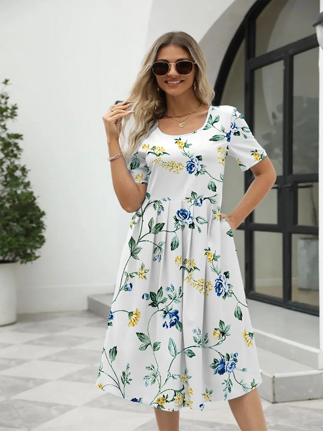 Nuvella™ Bedrucktes Sommerkleid mit Reißverschluss