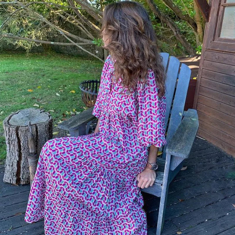 Elysia | Boho-Maxikleid mit Blumenmuster