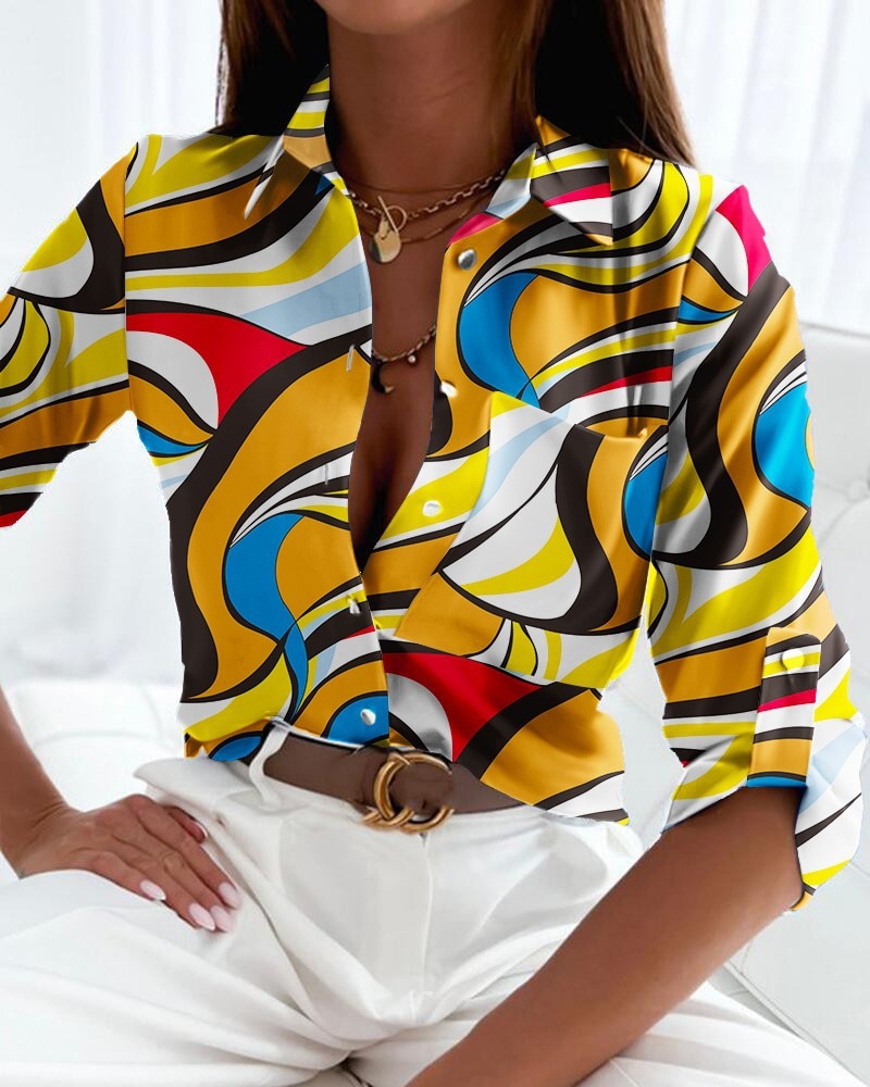 Esther Stylish Printed Button-Up Blouse for Style for Women's Fashion Style
