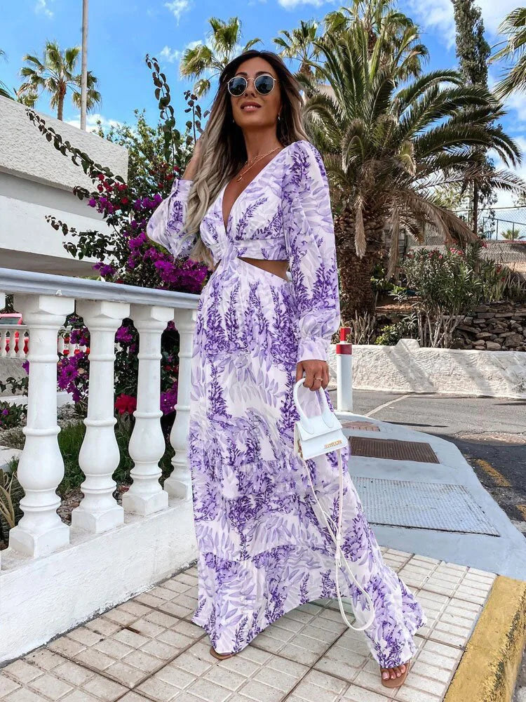 Amélie Maxi-Kleid mit V-Ausschnitt