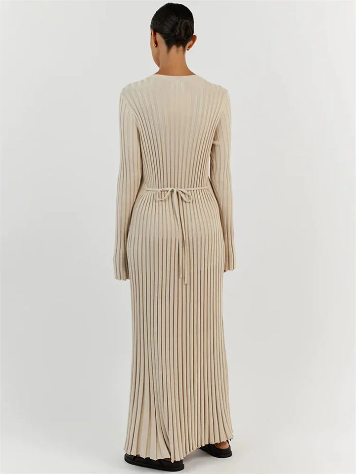 Luna | Strick Maxikleid mit Schnürung