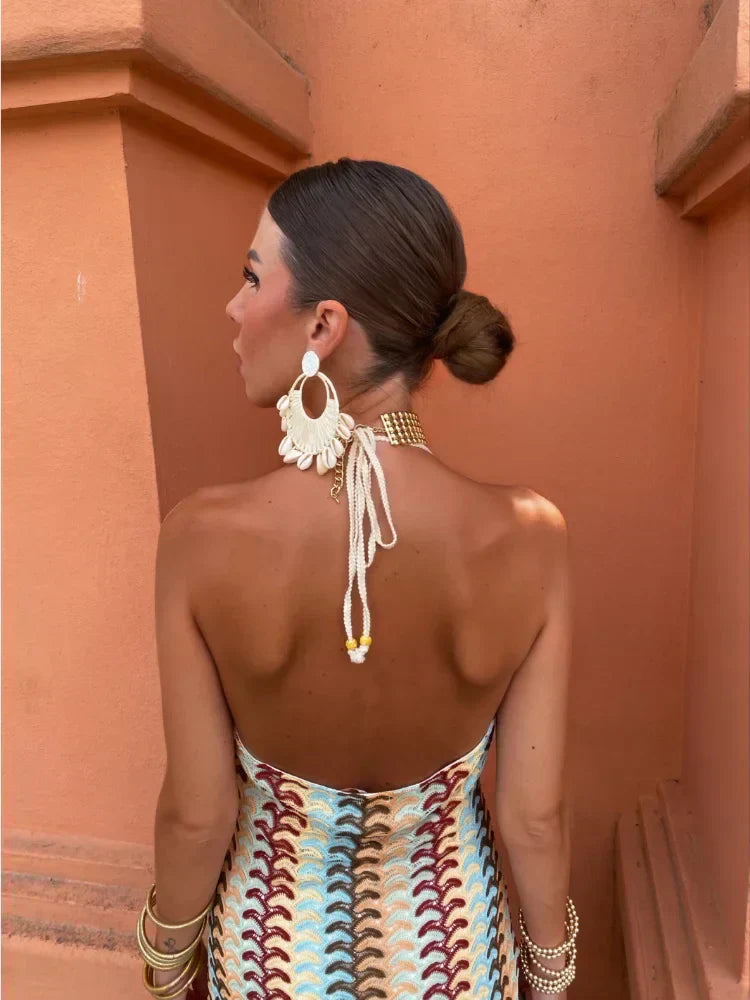 DELARA | Rückenfreies Maxikleid mit V-Ausschnitt