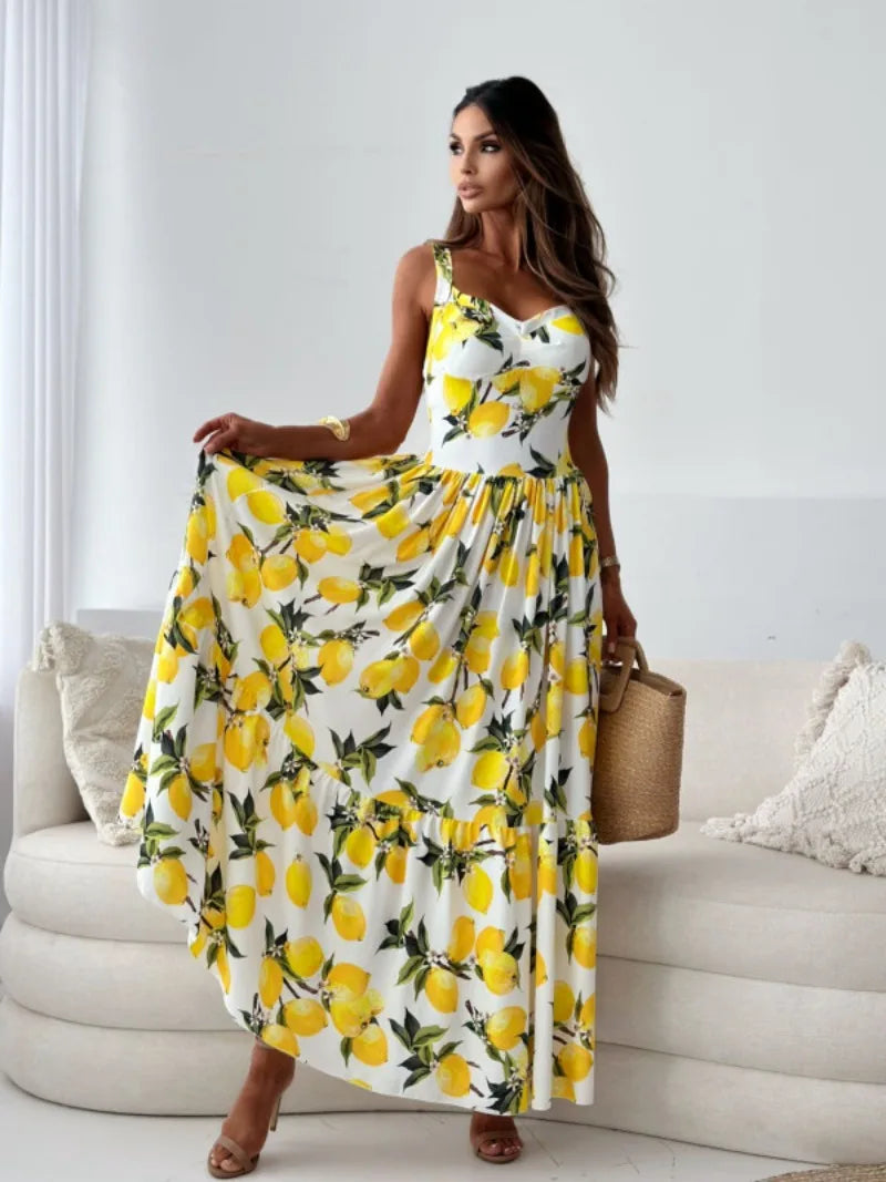 Lucia Rückenfreies Plissiertes Maxikleid