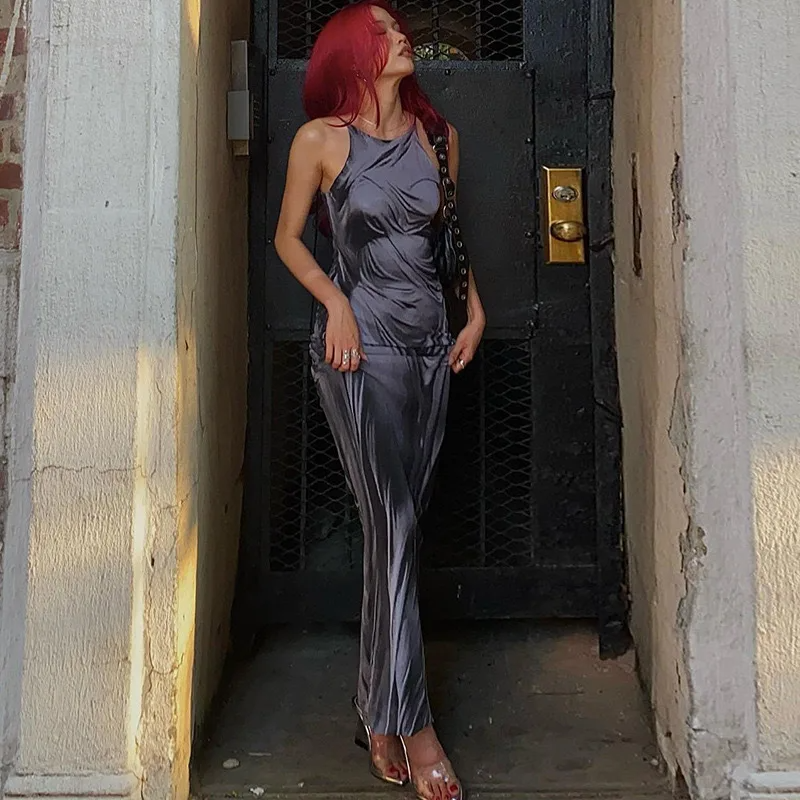 Damen figurbetontes Abendkleid mit Trägern und rückenfreiem Design
