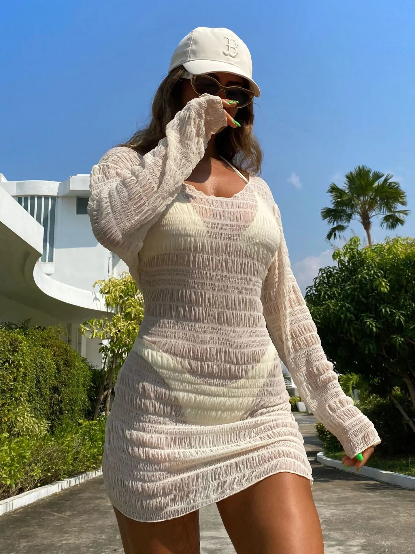 Halo | 3-teiliges gestricktes Bikini-Set mit rückenfreiem Kleid