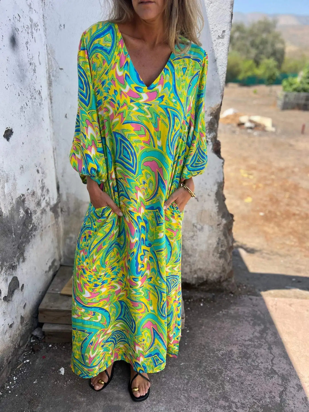 Sienna | Maxikleid im Boho-Stil mit Leopardenmuster