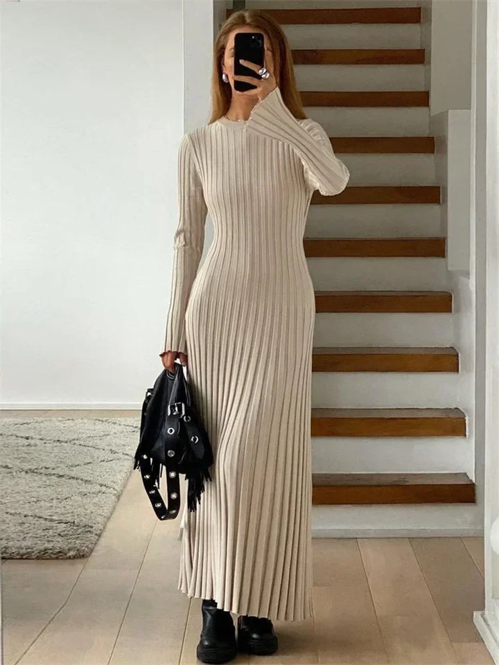 Luna | Strick Maxikleid mit Schnürung
