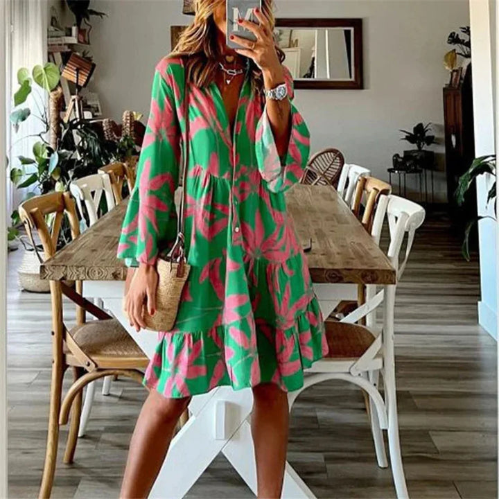 Everlen™ Boho-Blumen-Midikleid
