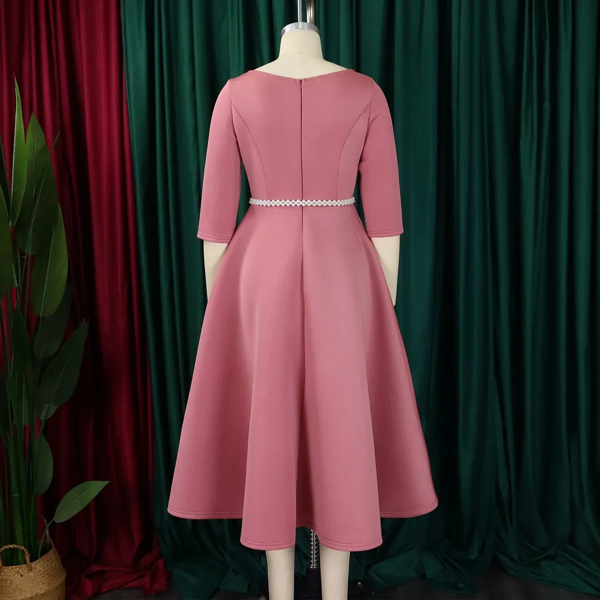 Alessia | Faltenwurf Maxi-Kleid in A-Linie mit Gürtel