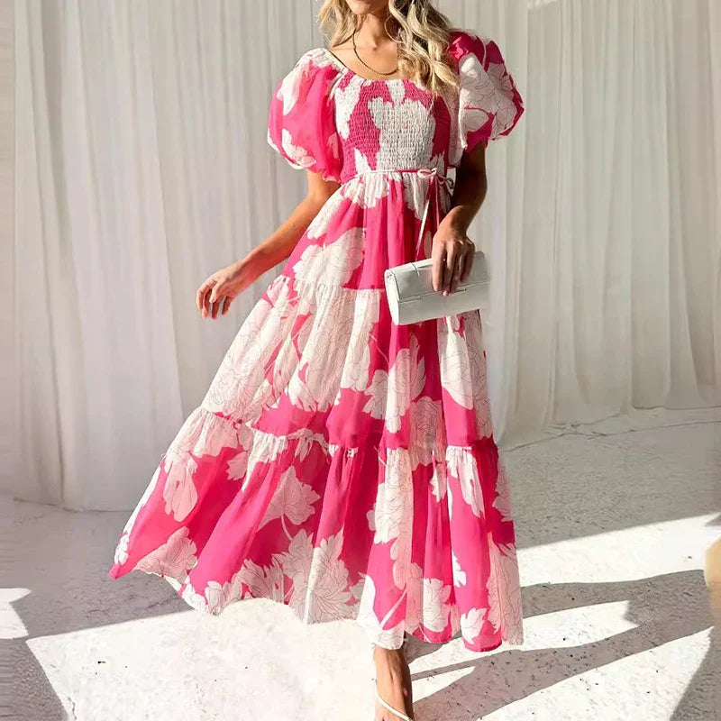 ValenciaOne | Gestuftes Maxikleid mit One-Shoulder-Design