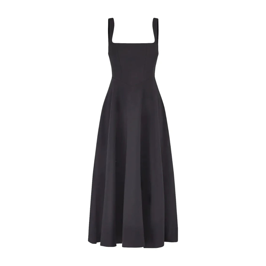 Yara-Belle High-Waist Square-Neck Midi Dress
