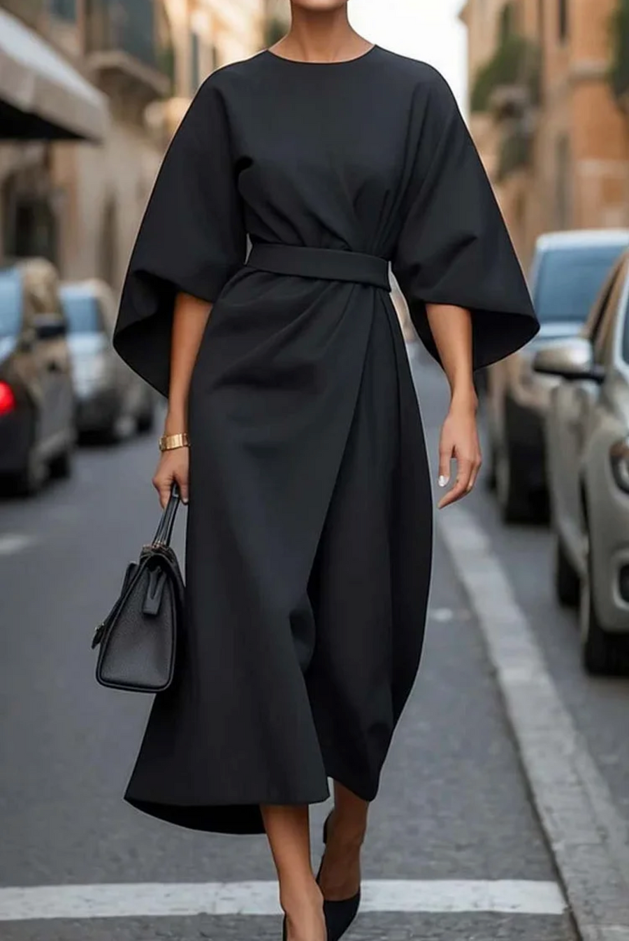 Sonia Balloon Sleeve Belted Dress