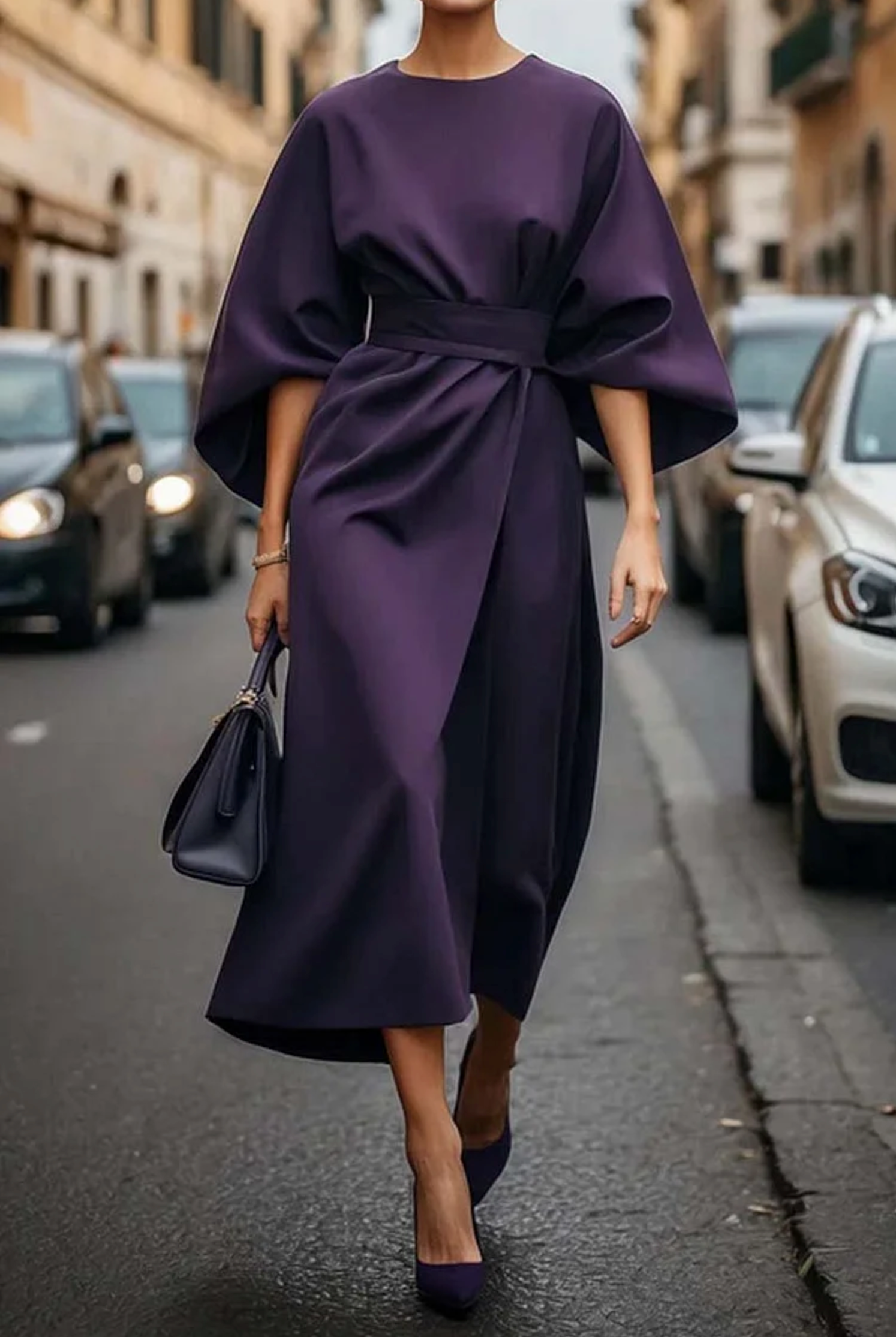 Véda – Luxuriöses Kleid mit Laternenärmeln
