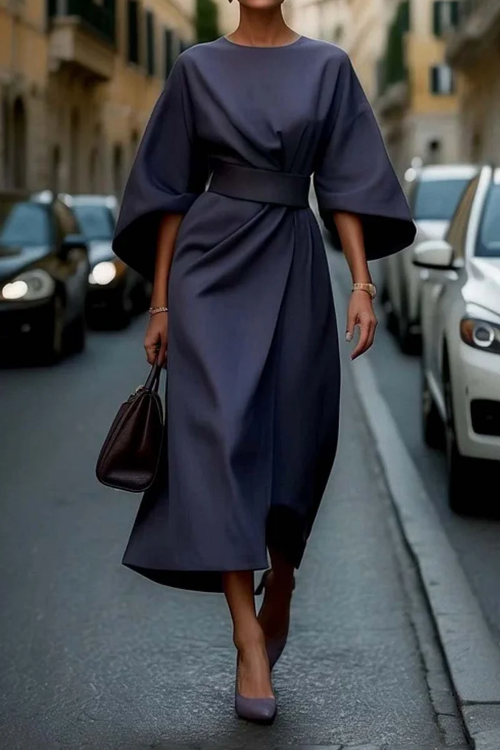 Sonia | Elegantes Kleid mit Ballonärmeln und Gürtel