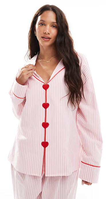 Valentina | Rosa Herzchen-Pyjama-Set