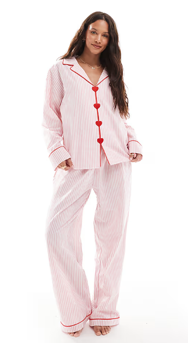 Valentina | Rosa Herzchen-Pyjama-Set