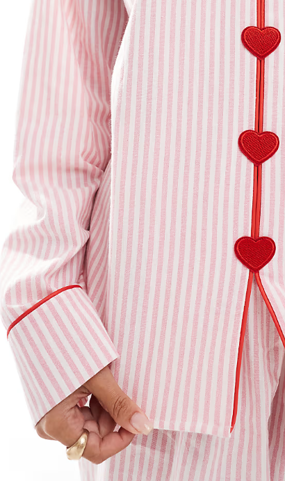 Valentina | Rosa Herzchen-Pyjama-Set