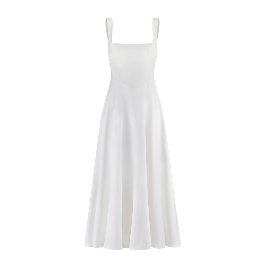 Yara-Belle High-Waist Square-Neck Midi Dress
