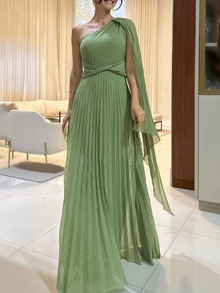 Dalila – Schulterfreies Plissiertes Maxikleid
