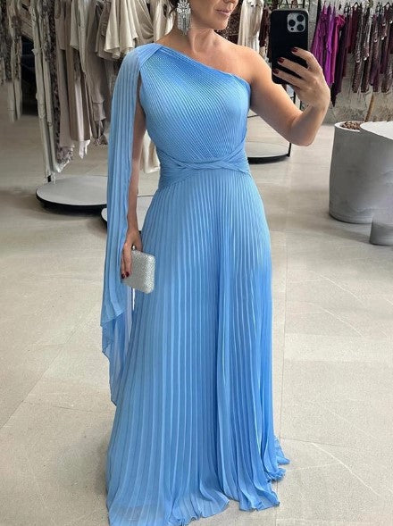 Dalila – Schulterfreies Plissiertes Maxikleid