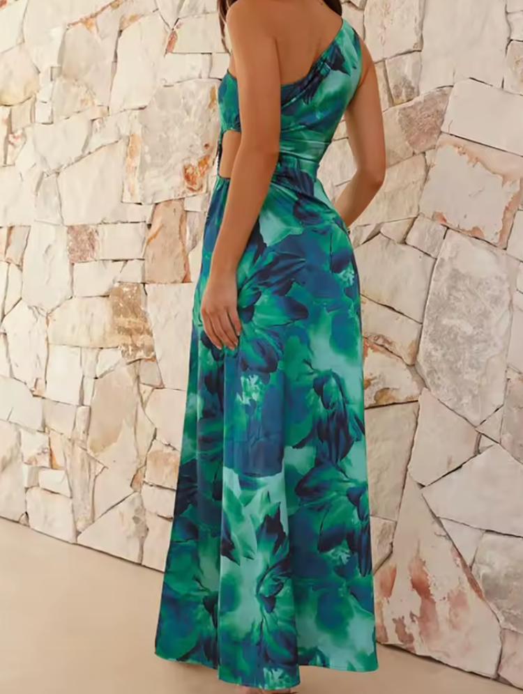 Naiara – Off-Shoulder Lagoon Print Maxi Dress