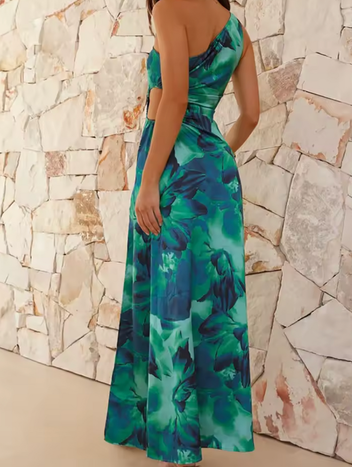 Naiara | Off-Shoulder Lagoon Print Maxi Dress