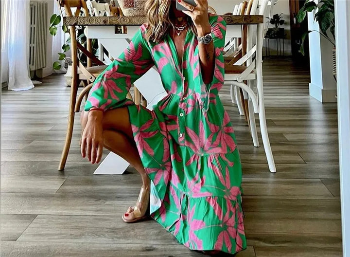 Everlen™ Boho-Blumen-Midikleid