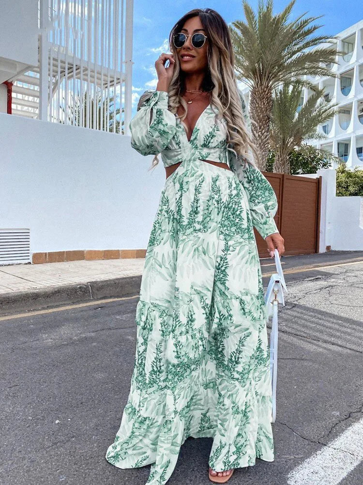 Amélie Maxi-Kleid mit V-Ausschnitt