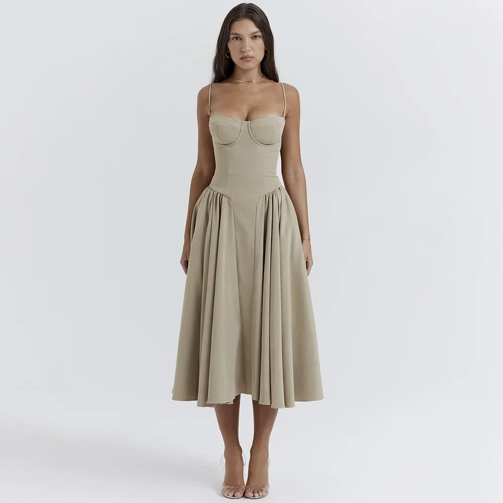 Sofia | Marineblaues Midikleid für Partys