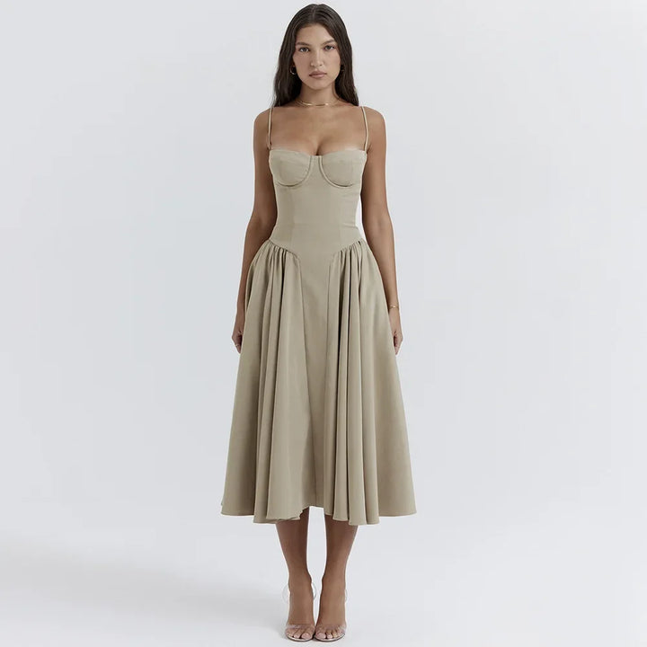 Sofia | Marineblaues Midikleid für Partys