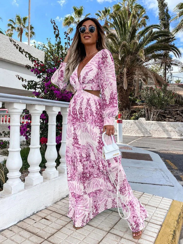 Amélie Maxi-Kleid mit V-Ausschnitt