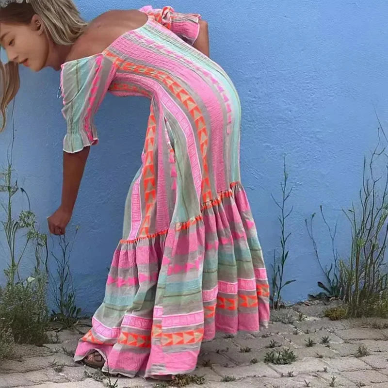 Celeste | Kleid mit Patchwork-Farbblockdesign