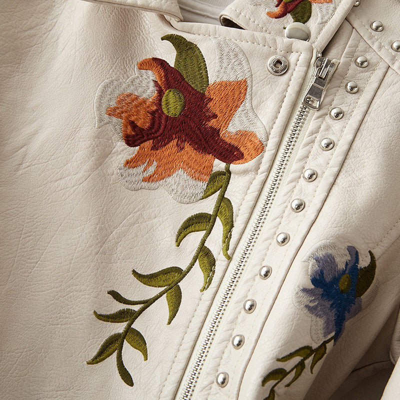 Zoey™ | Vintage Blumen Lederjacke