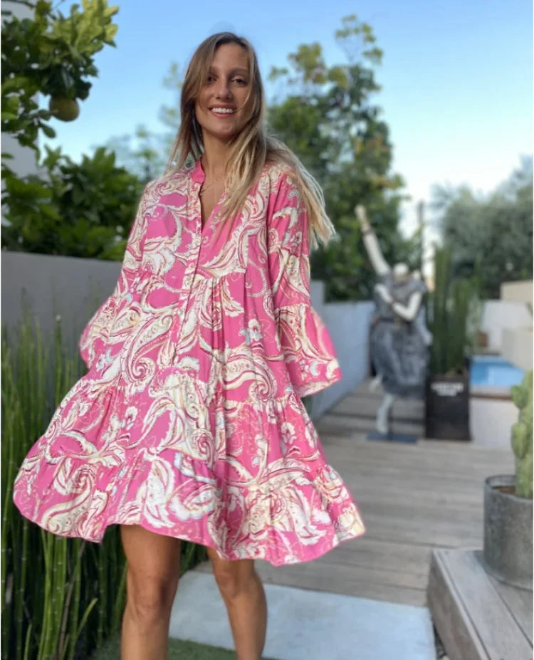 Everlen™ Boho-Blumen-Midikleid