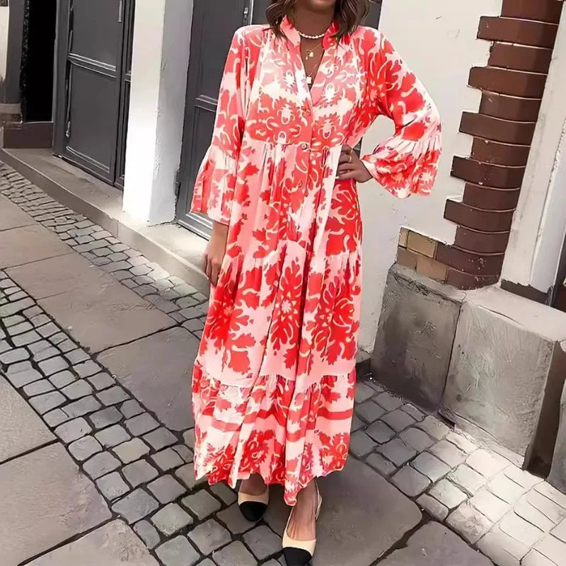 Isla | Hemdblusenkleid mit Schnürung und Print
