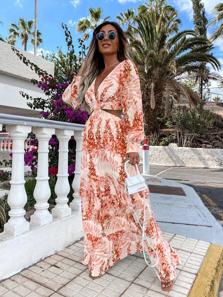 Amélie Maxi-Kleid mit V-Ausschnitt