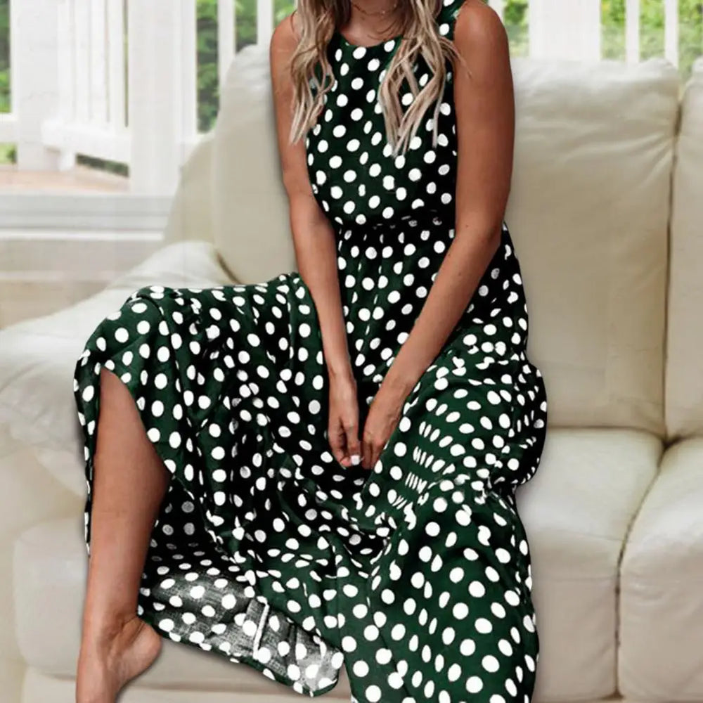 Capri | Gepunktetes Maxikleid