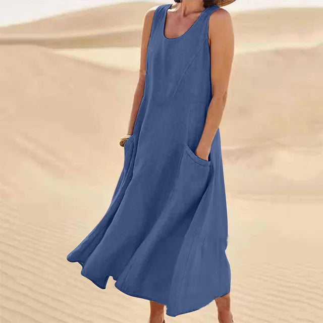 Elyna – Ärmelloses Kleid aus Leinen